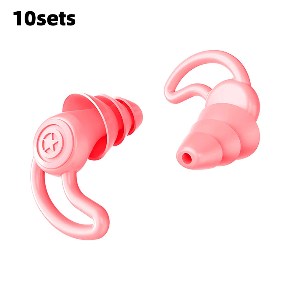 Bouchons d'oreilles en silicone HUAK à 3 couches pour travail et natation – Protection contre le bruit en usine, étanches pour piscines, confortables toute la journée