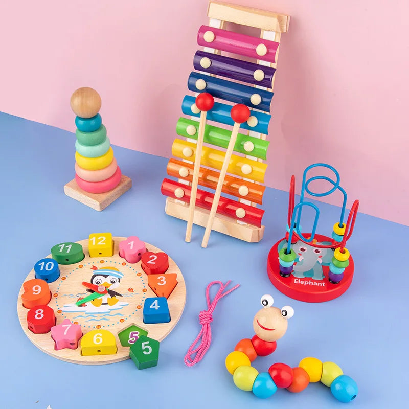 Jouets Montessori pour bébés, puzzles 3D en bois, jeux d'éveil, jouets éducatifs en bois pour enfants, cadeaux d'anniversaire