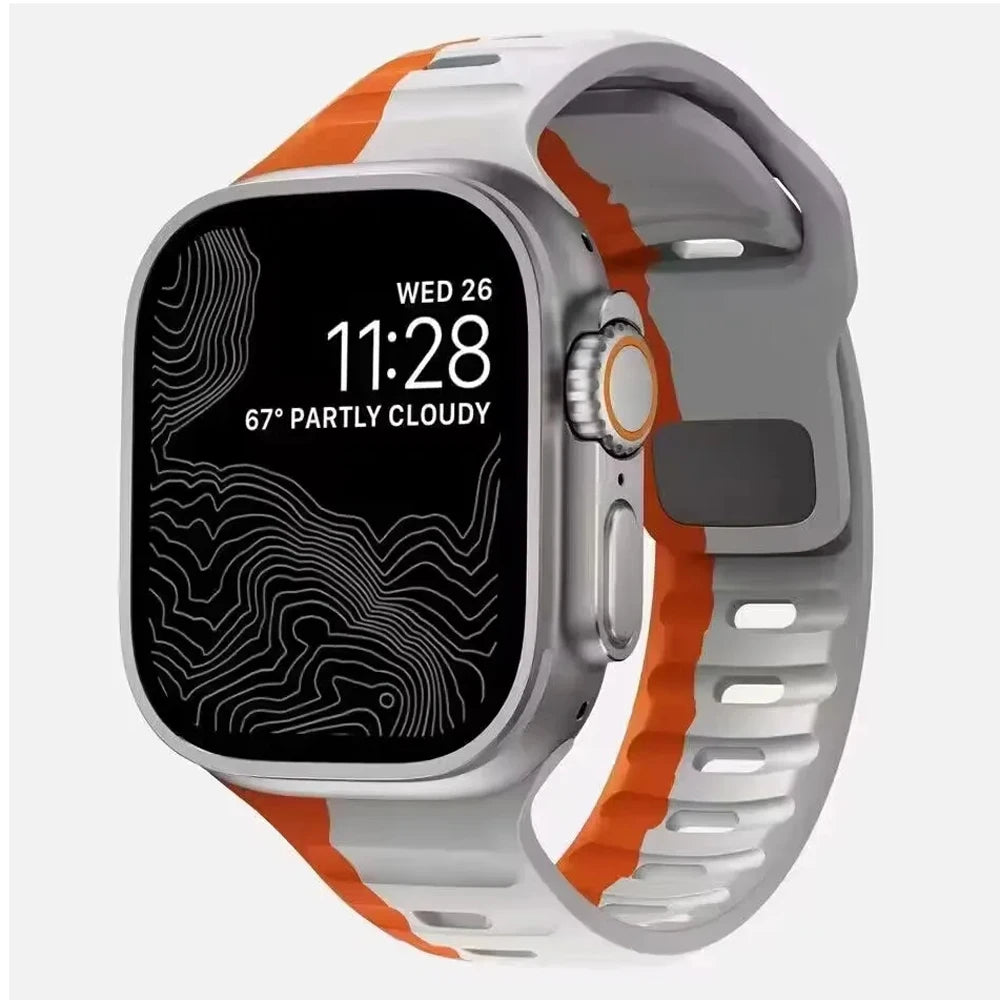 Bracelet en Silicone souple pour Bracelet de montre Apple Ultra 49mm 44mm 45mm 42mm 41mm 42mm 38mm, Bracelet de montre Sport iwatch série 8 7 6 5