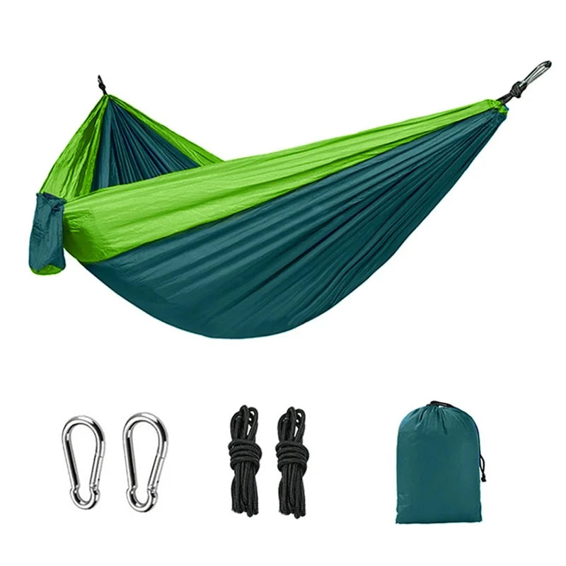 Hamac de camping une place en nylon assorti, en tissu parachute haute résistance, pour lit suspendu portable