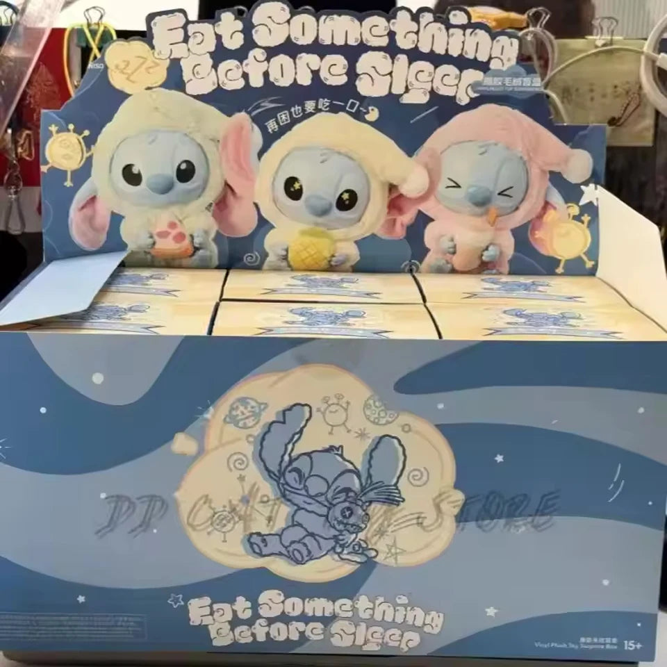 Miniso Stitch manger quelque chose avant de dormir Disney boîte aveugle sac mystère vinyle peluche poupée jouets pendentif Surprise les monstres cadeaux