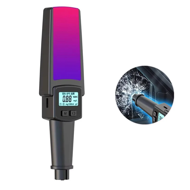 A003 2 en 1 Éthylotest numérique portable avec marteau de sécurité et dispositif anti-retour par souffler