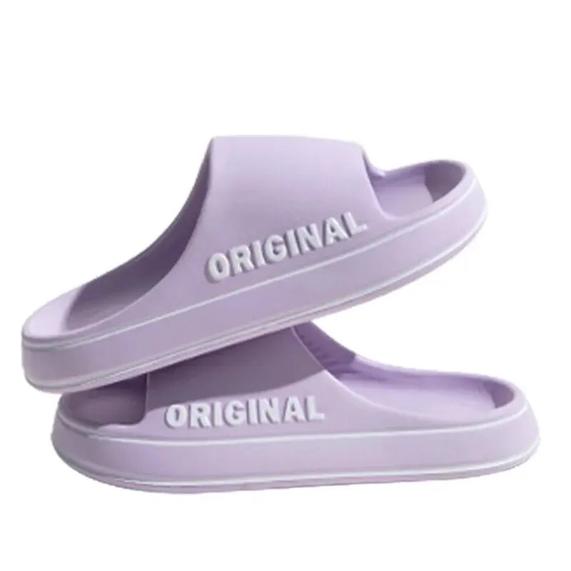 Feslishoet Pantoufles à lettres pour femmes, claquettes de plage, couleur unie, chaussures antidérapantes à semelle épaisse pour hommes, sandales d'été pour couples