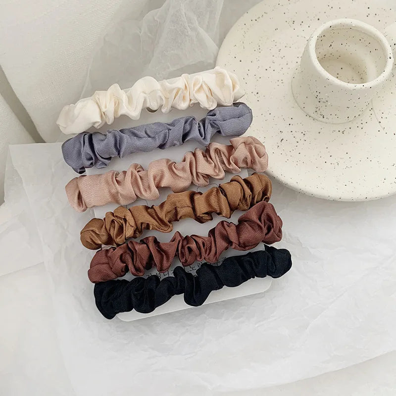 Chouchous élégants pour femmes, 6/18 pièces, Simulation minimaliste, attaches en soie, couleur unie, boucle élastique, queue de cheval, accessoires pour cheveux