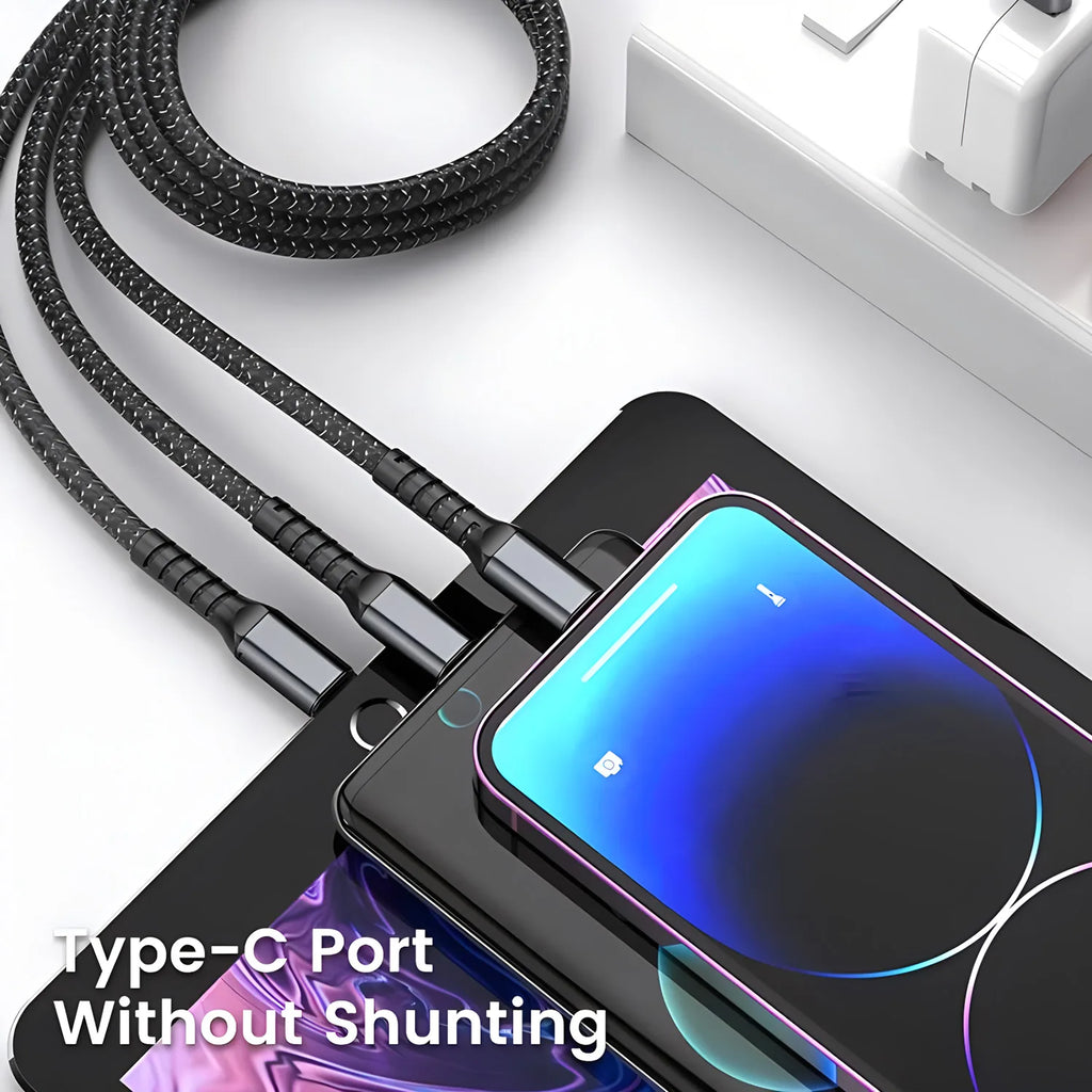 Câble de charge rapide Transparent 3 en 1 100w, Micro USB Type C, pour iPhone 15, Samsung, Huawei, chargeur de lampe pilote, câble de données USB C 6A