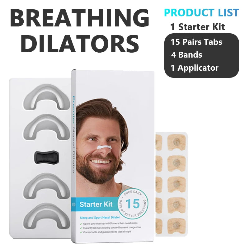 Kit de démarrage de dilatateurs respiratoires nasaux magnétiques, 15/30 jours, pour améliorer la qualité du sommeil, bande buccale Anti-ronflement
