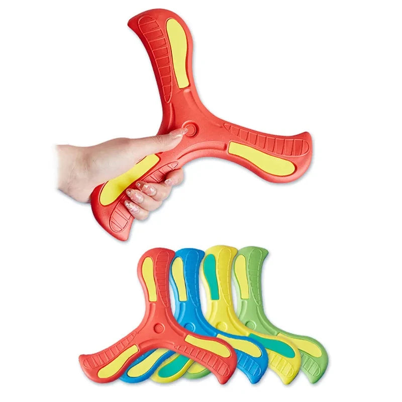 Boomerang souple en forme de croix à trois feuilles pour enfants, disque volant d'extérieur, jouet de sport interactif pour adultes et enfants, idéal pour se détendre et créer des puzzles. Cadeau parfait pour se déconnecter