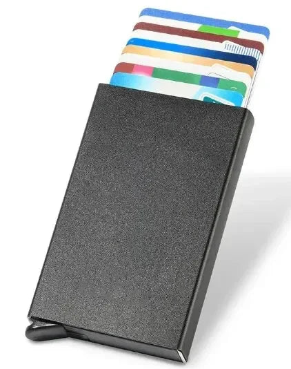 Hommes ID crédit porte carte bancaire portefeuille Anti Rfid intelligent Anti Rfid blocage protégé magique Pop Up mince petit argent portefeuilles étui