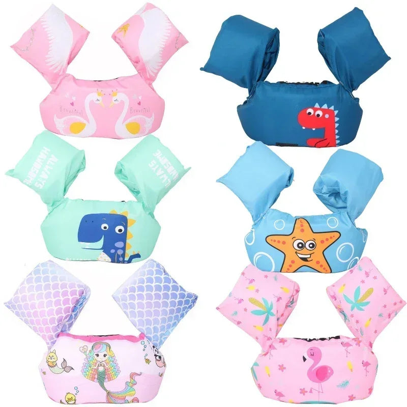 Gilet de sauvetage pour bébé avec manches rondes et motifs de dessin animé, combinaison de sécurité aquatique pour enfants, jouet de croissance