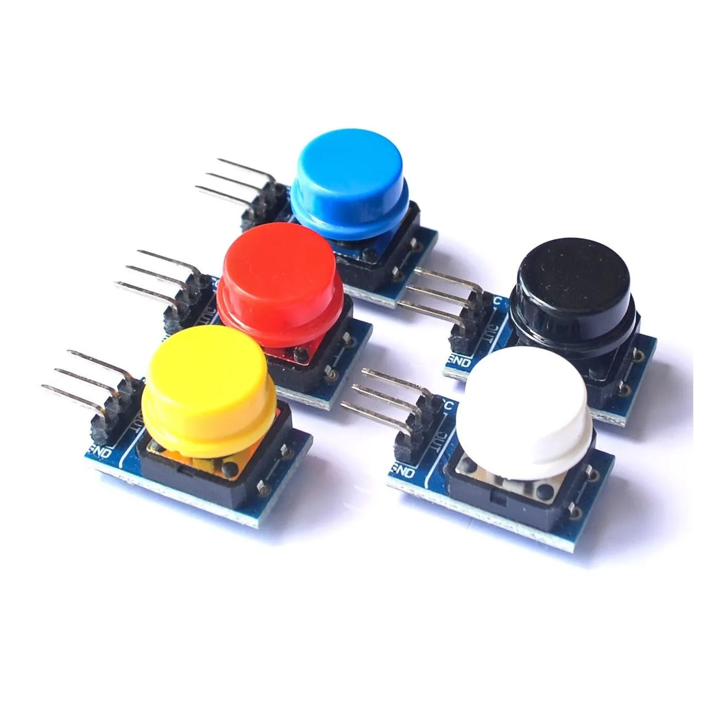 Module de grande clé 12x12mm, 5 pièces, module de gros boutons, module de commutation tactile avec chapeau, sortie de haut niveau pour arduino ou raspberry pi 3
