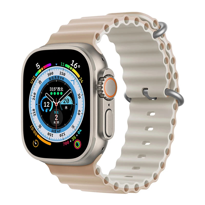 Bracelet océan en Silicone pour bracelets de montre Apple 45mm 46mm 40mm Ultra 2 49mm 44mm 41mm 38-42mm bracelet de sport série 10 9 8 7 6 5 4 SE