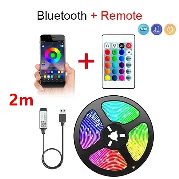 Led Strip Lights Bluetooth Control RGB LED Lights for TV USB 5V Led Tape for TV Backlight Room Party Decoration Party Wedding