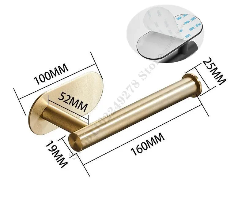 Support mural adhésif pour essuie-tout sous meuble, pour la cuisine et la salle de bain. Porte-rouleau d'essuie-tout doré