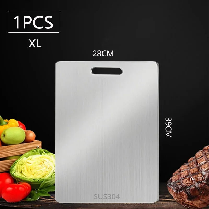Planche à découper WXCOO 1PCS en acier inoxydable, planche épaisse de cuisine antiadhésive double face pour fruits et viande
