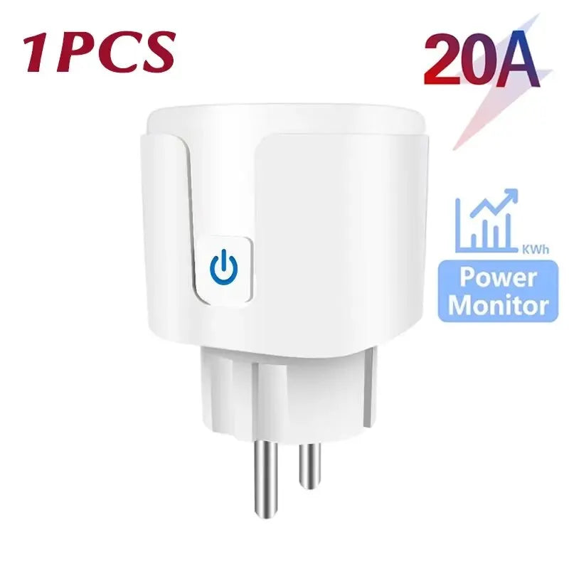 Tuya WiFi Smart Socket EU Plug 20A With Power Monitor Timing Function Smart Life Voice Control Works With Alexa Google Home ﻿