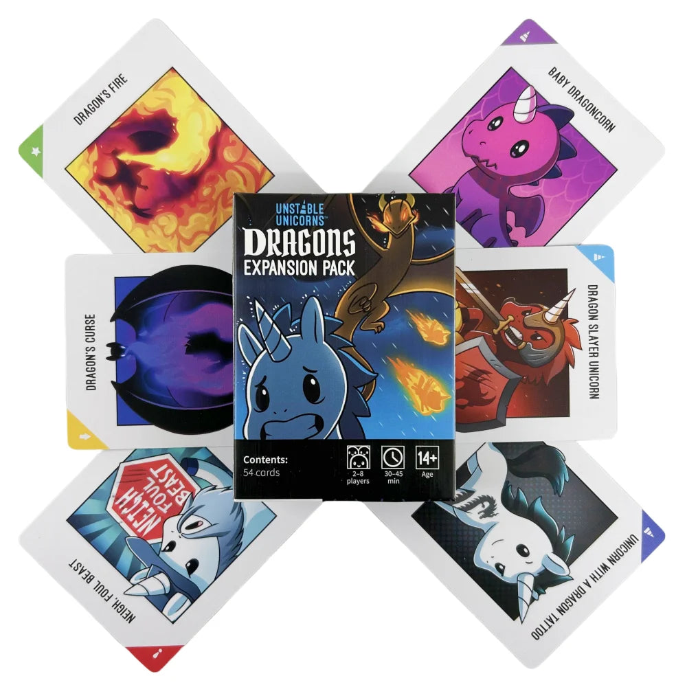 Petits Dinosaures Joyeux Licorne Anglais Échecs et Cartes Stratégie Dangers Jeu de Plateau Cartes