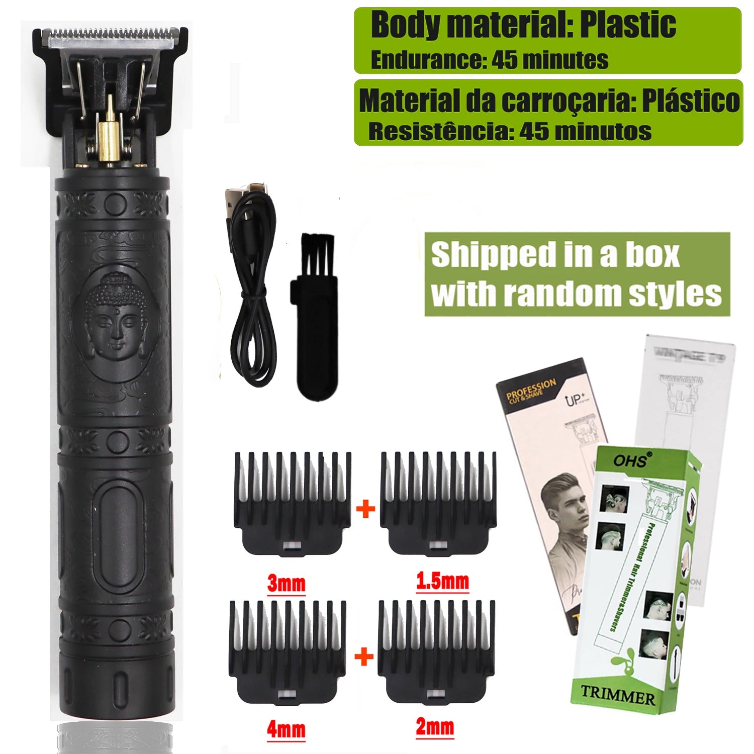 T9 HairClipper Beard Shaving Body Hair Trimmer Clippers Electric Machine Men Haircut Machine 0mm Barber ShaverDragon Carved