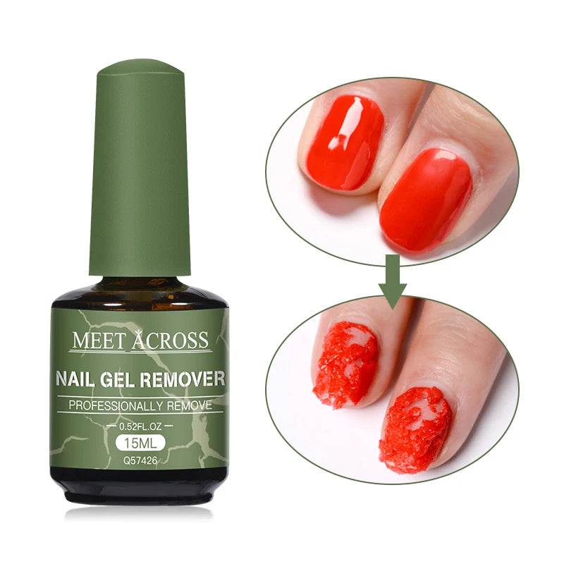 MEET ACROSS Dissolvant rapide et magique pour vernis à ongles semi-permanent UV, 15 ml, outils de manucure