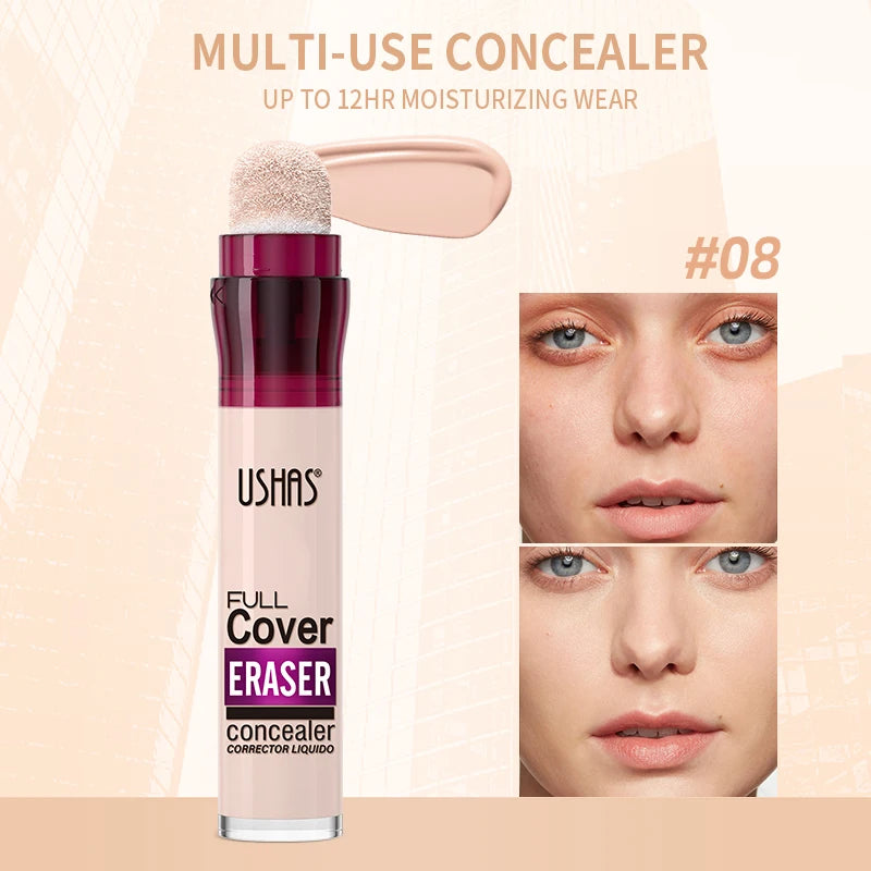 New Sponge Head Concealer for Dark Circles Freckles Acne Pigmentation and Blemishes Long Lasting Moisturizing Liquid Foundation