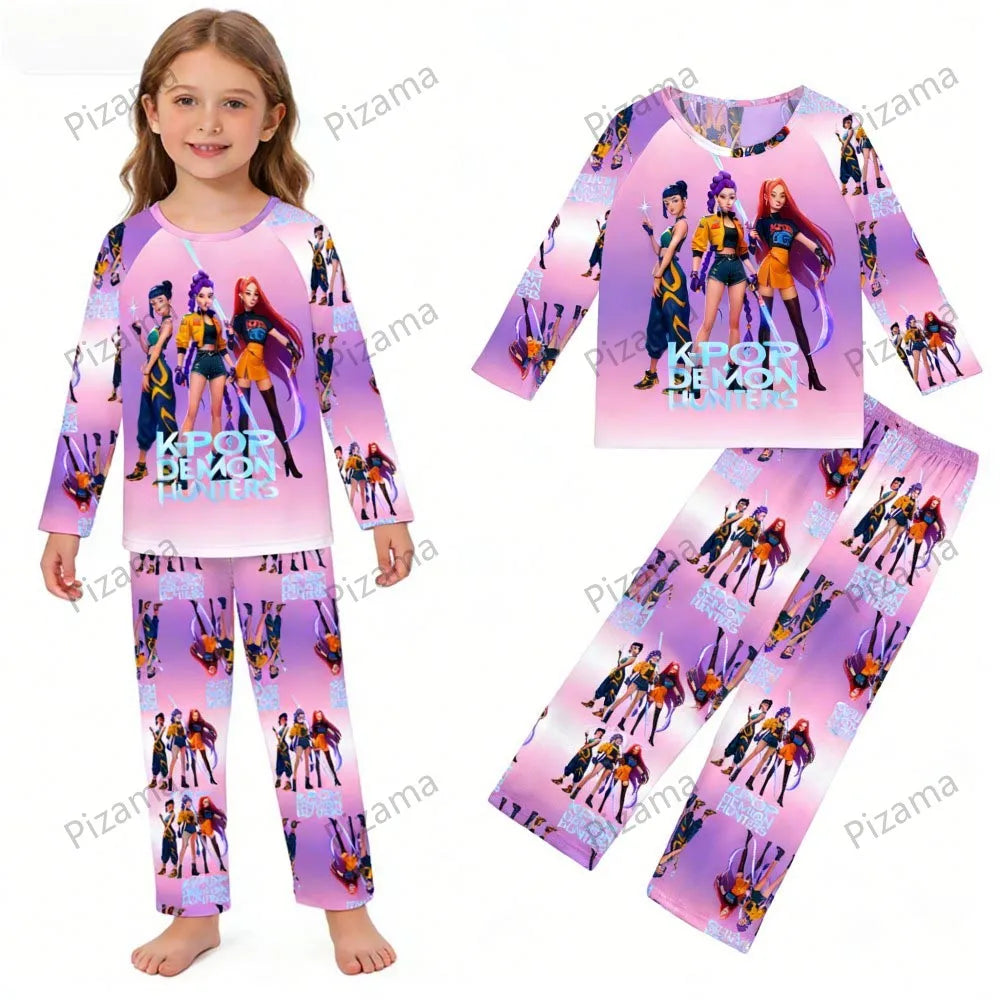Pyjama K-Pop Chasseurs de Démons, ensemble 2 pièces pour enfants, manches longues et pantalon, collection automne. Convient aux garçons, filles, bébés et adolescents