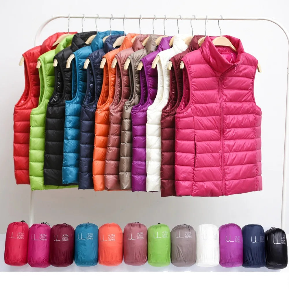 Gilet en duvet Ultra léger pour femmes, veste sans manches, Slim, Portable, léger, coupe-vent, nouvelle collection 2024