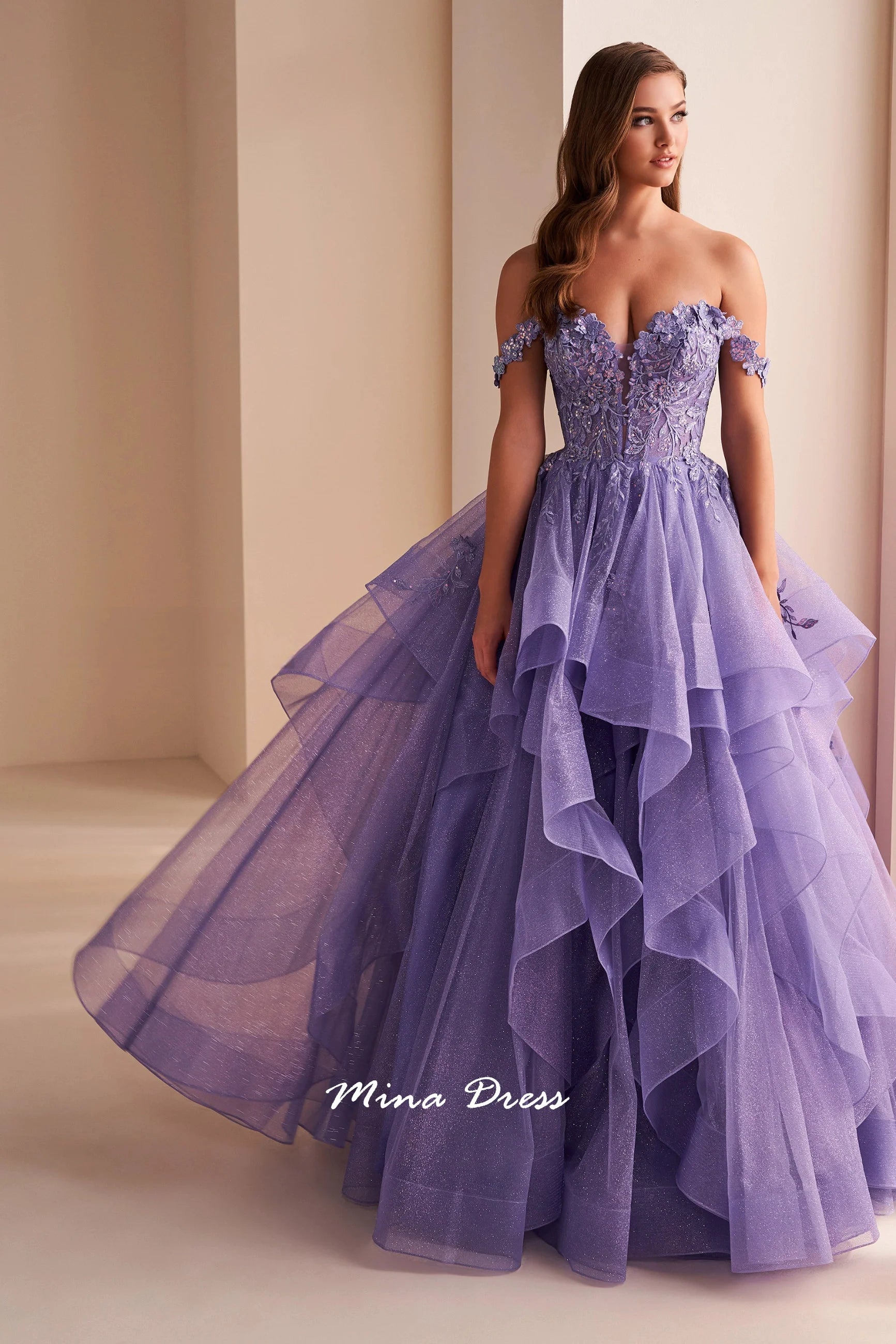 Robe de soirée Mina à bretelles amovibles, robe de fête élégante et luxueuse pour femme, dos nu sans manches, ornée d'appliqués de dentelle, style bal de promo