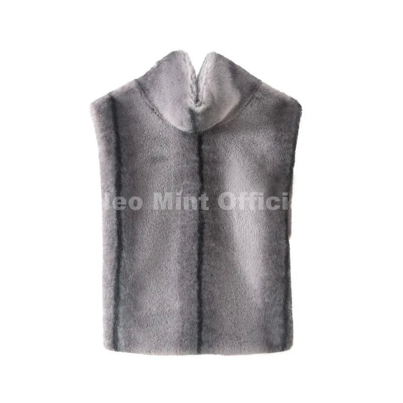 Neo Mint 2025 marque mode fausse fourrure Sable gilet haut court automne hiver col roulé Eco vison fourrure débardeurs sans manches veste manteau