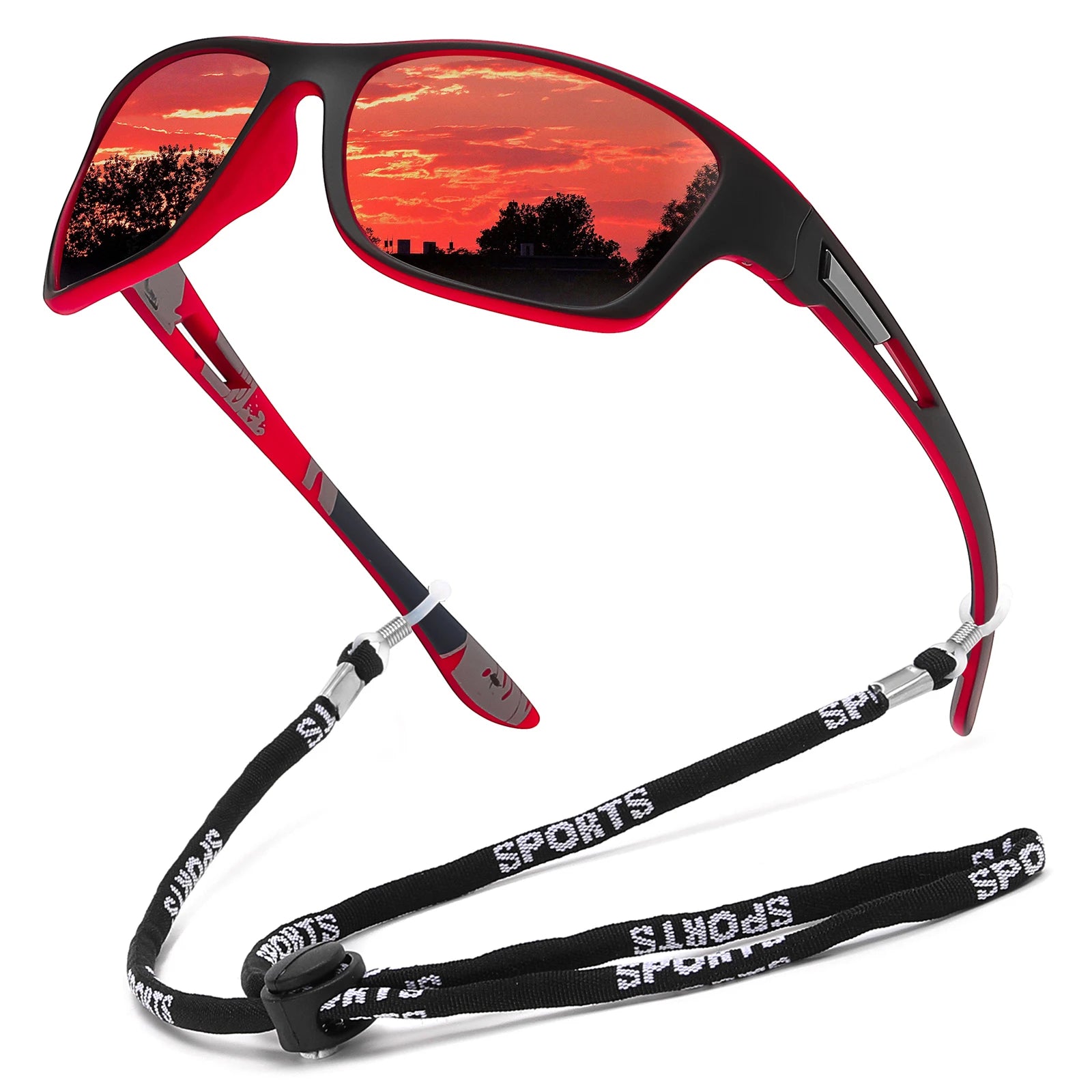 Lunettes de soleil polarisées de sport avec chaîne pour hommes, marque de styliste rétro, cyclisme, escalade, pêche, UV400