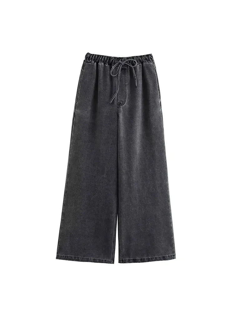 Ensemble jean à col rabattu pour femme, haut décontracté, à la mode, taille haute, Streetwear, pantalon en Denim, ensemble deux pièces, automne 2024