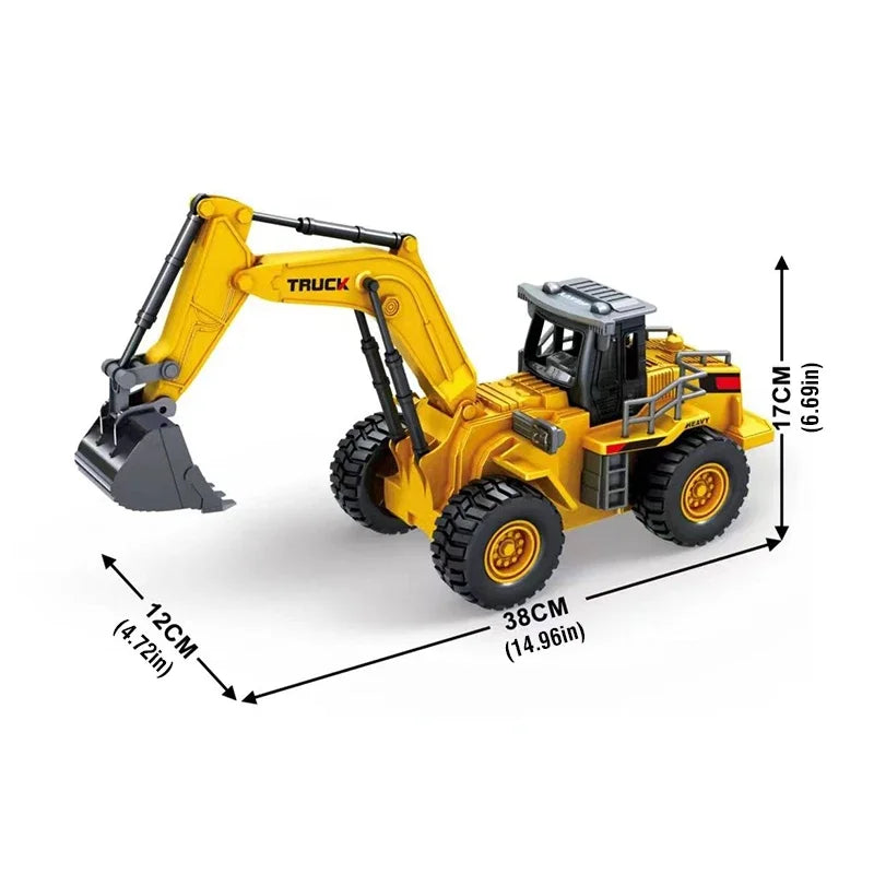 2.4G Alloy Remote Control Excavator Bulldozer Dump Truck Engineering Vehicle Toy 9CH RC Trucks Model Children Toy Kids Xmas Gift