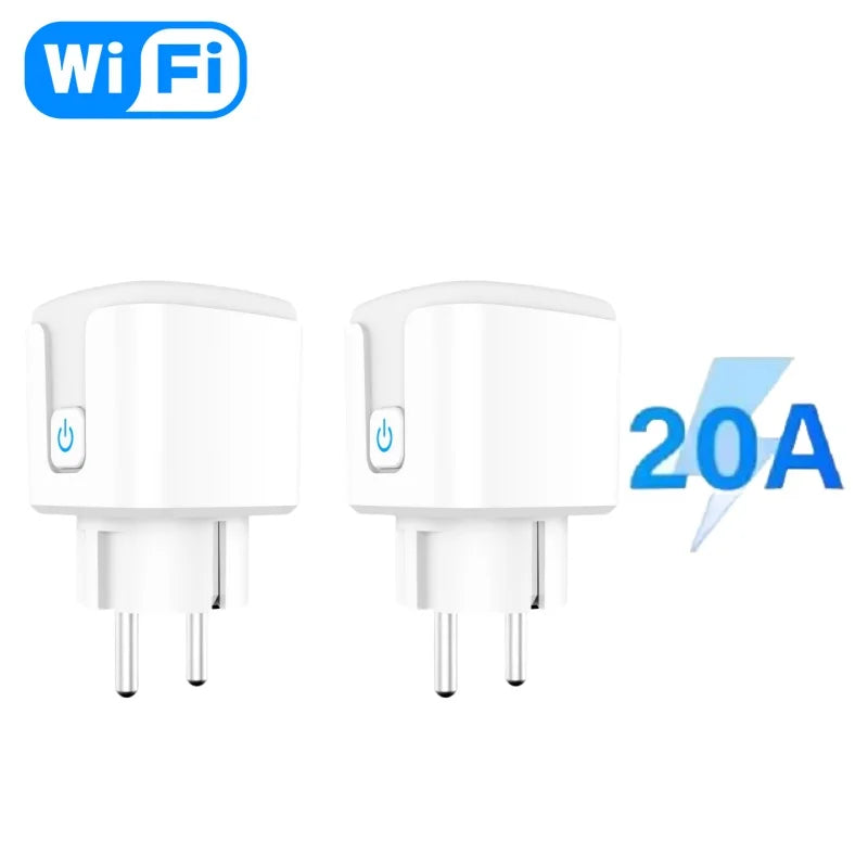 Tuya WiFi Smart Socket EU Plug 20A With Power Monitor Timing Function Smart Life Voice Control Works With Alexa Google Home ﻿