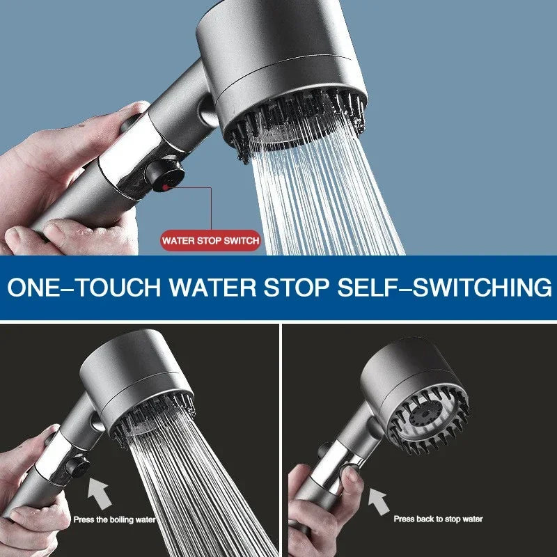 Pommeau de douche filtrant haute pression, jet réglable à 3 modes avec brosse de massage, robinet effet pluie, accessoires de salle de bain
