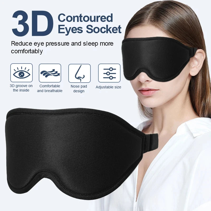 Masque de sommeil 3D profilé, bandeau concave moulé, occultant la lumière, pour femmes et hommes.
