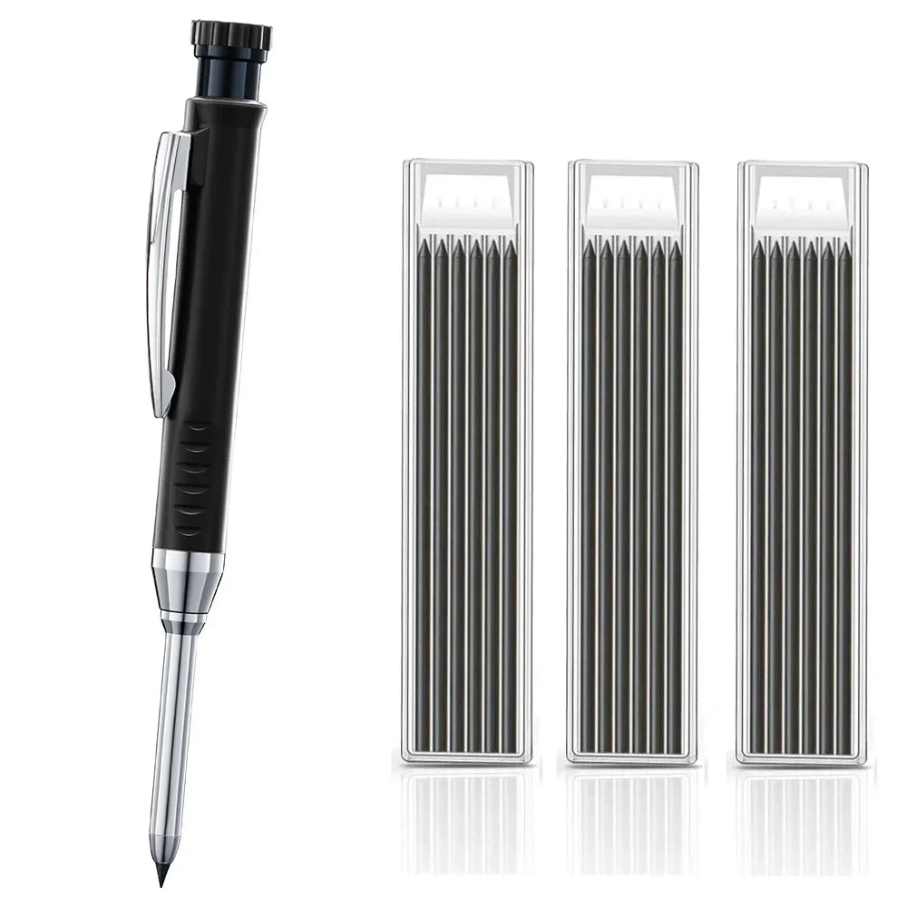 2pcs/set 2.8mm Carpenter Mechanical Pencil with Sharpener for Woodworking Construction Long Head Carpenter Pencil Stationery