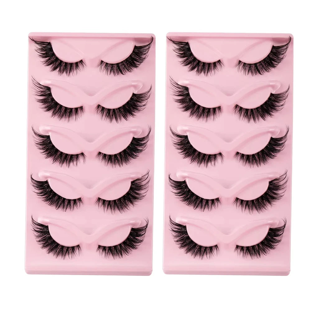 Veltrinay Fake Lashes Cat Eye Lashes Faux Mink Eyelashes Clear Band Lashes Natural Look Wispy Mink Eyelashes False Lashes Makeup
