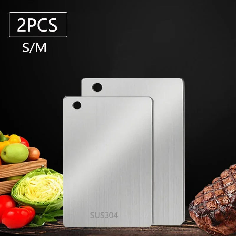 Planche à découper WXCOO 1PCS en acier inoxydable, planche épaisse de cuisine antiadhésive double face pour fruits et viande