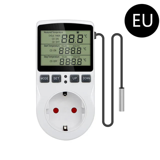 EU Plug Digital Temperature Controller Timer Socket Thermostat With Timer Switch Cooling Heating Temperature Sensor