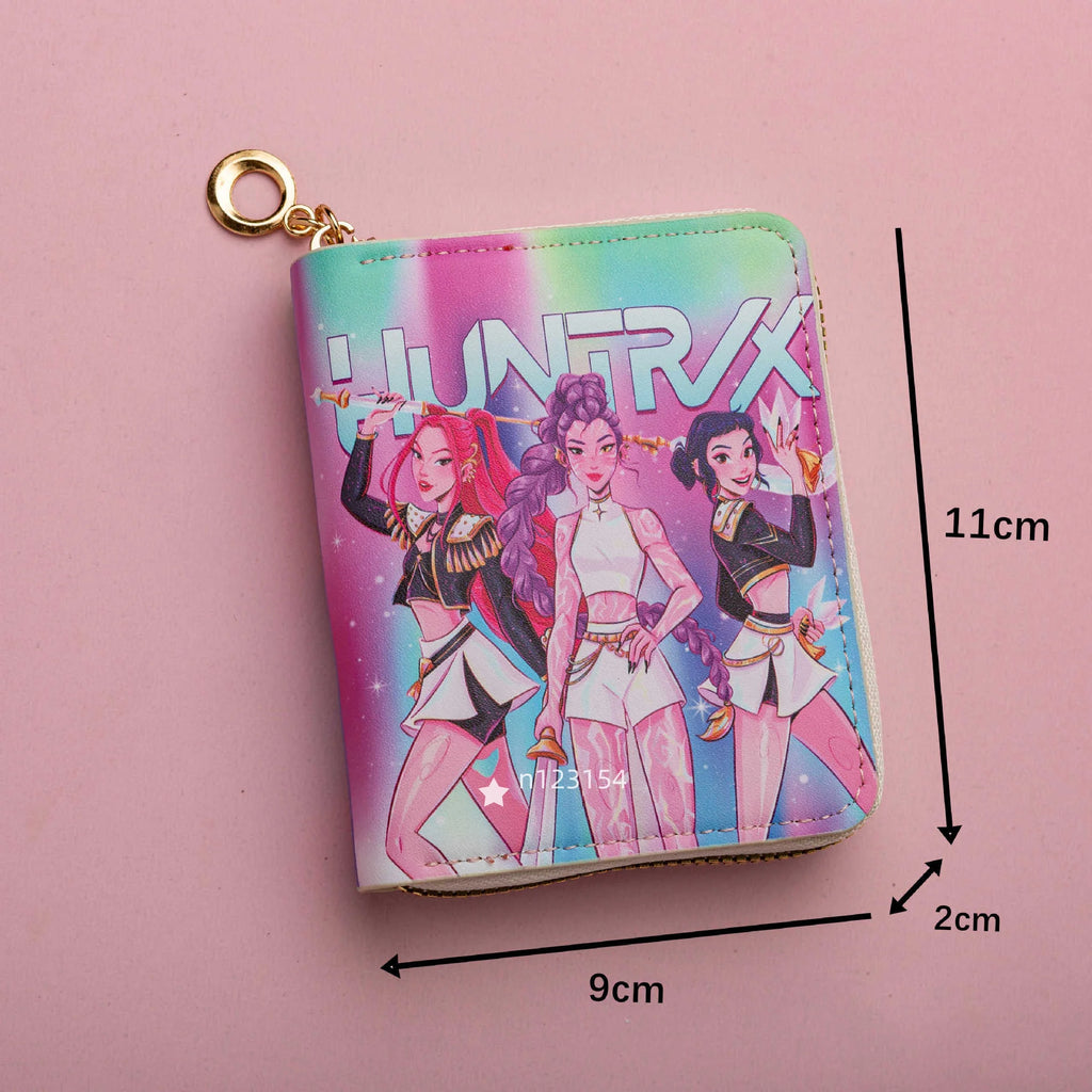 Portefeuille court pour femme KPop Demon Hunters, porte-cartes de crédit en cuir PU, multi-segments, petit portefeuille zippé, pochette pour femme, porte-monnaie