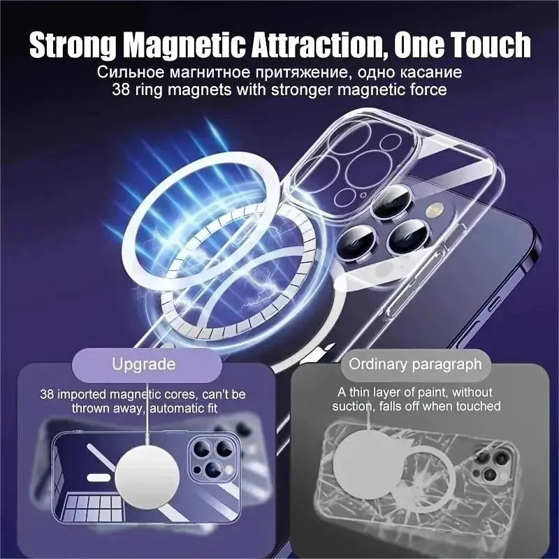 Nouvelle coque antichoc pour iPhone 15, 14, 13, 12, 11 Pro Max, en polycarbonate, résistante au jaunissement, avec chargement magnétique, antidérapante et ultra-fine