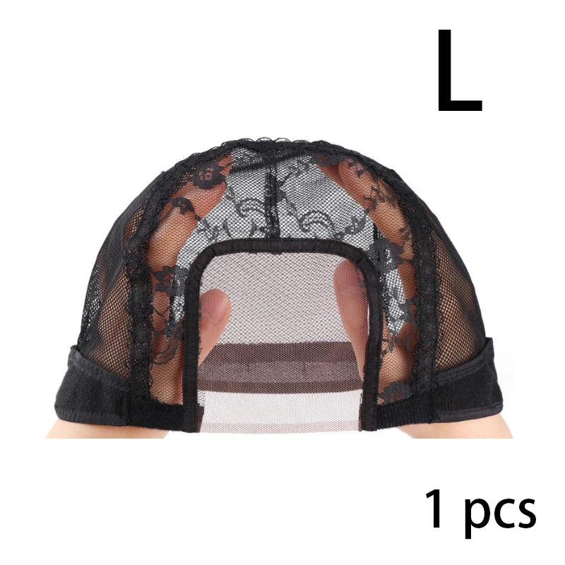 Bonnet de perruque en dentelle U-Part HD noir, 4x4 pouces, avec sangle réglable, pour bricolage, fabrication de perruque, bonnet de tissage de filet à cheveux, 1 pièce