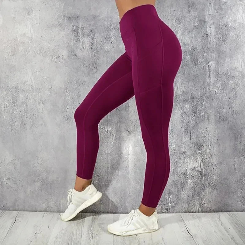 Yoga Fitness femmes Leggings taille haute collants avec poche gymnastique entraînement en cours d'exécution extensible Sexy bout à bout levage décontracté pantalon slim