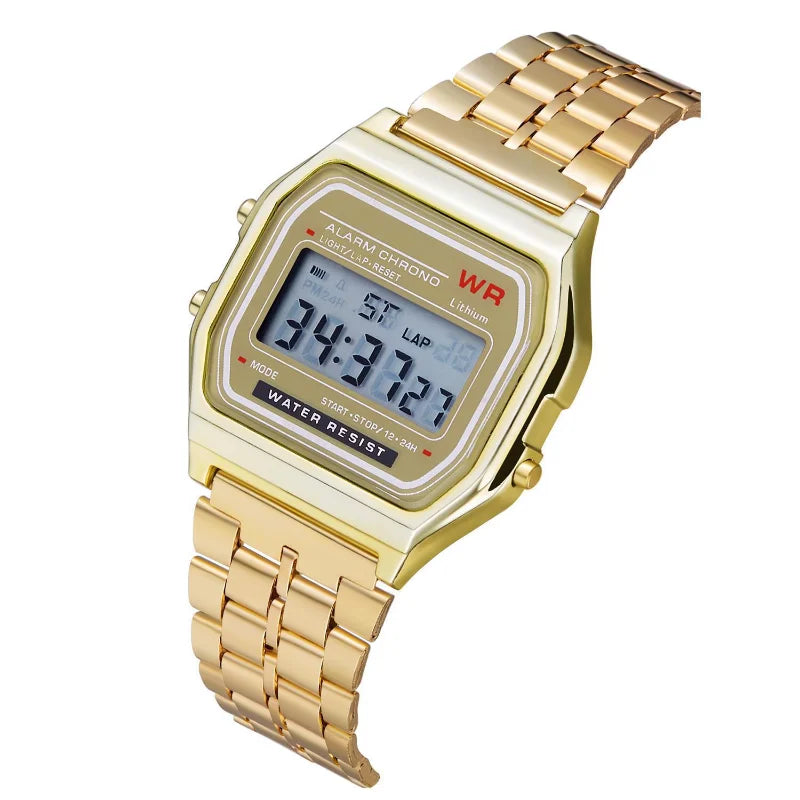F91W montre à bracelet en acier Non étanche pour femmes, hommes, horloge d'affaires, montre de sport numérique LED multifonctionnelle, horloge électronique