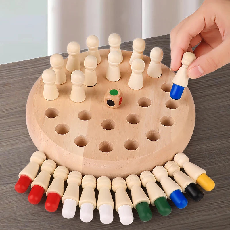 Jeu d'échecs en bois avec allumettes et mémoire, jeu de logique éducatif et intelligent, jouet d'interaction parent-enfant, cadeau pour enfants