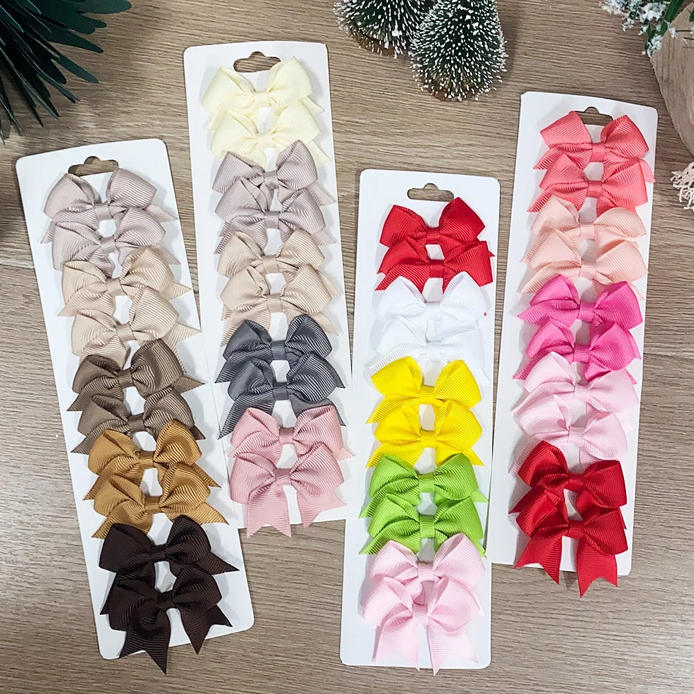 Pinces à cheveux avec nœud papillon en ruban solide, 10 pièces/ensemble, jolies Barrettes faites à la main pour bébés filles, couvre-chef, accessoires pour enfants