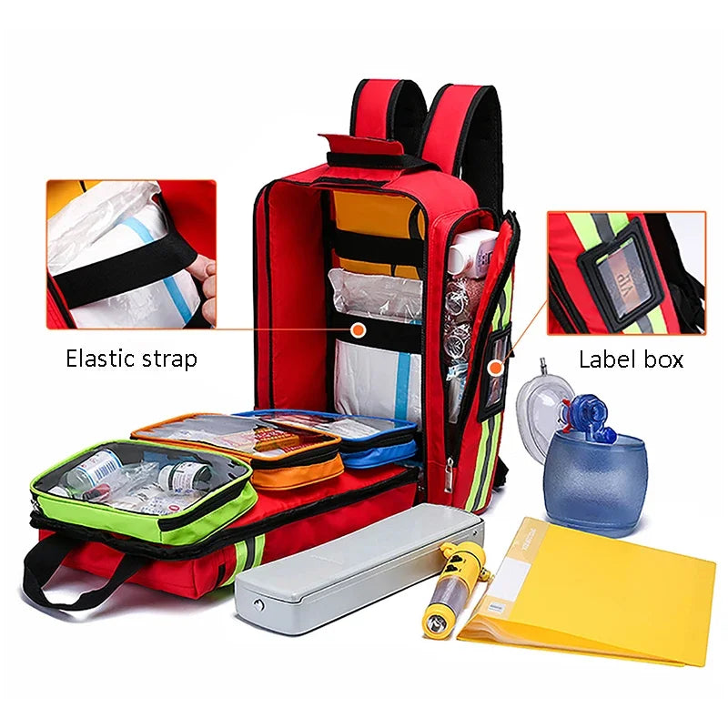 Sac d'intervention en cas de catastrophe, trousse de premiers secours, sac à dos de sauvetage d'urgence, grande capacité de rangement classifié, kits de survie, organisateur médical