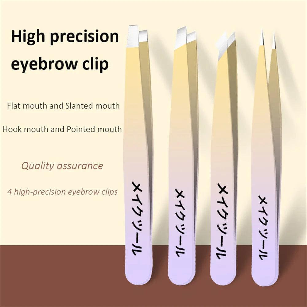 Ensemble de pinces à sourcils Ouriner 4 pièces pinces à sourcils en acier inoxydable ensemble d'outils de beauté professionnels pour la croissance des poils du visage vers l'intérieur