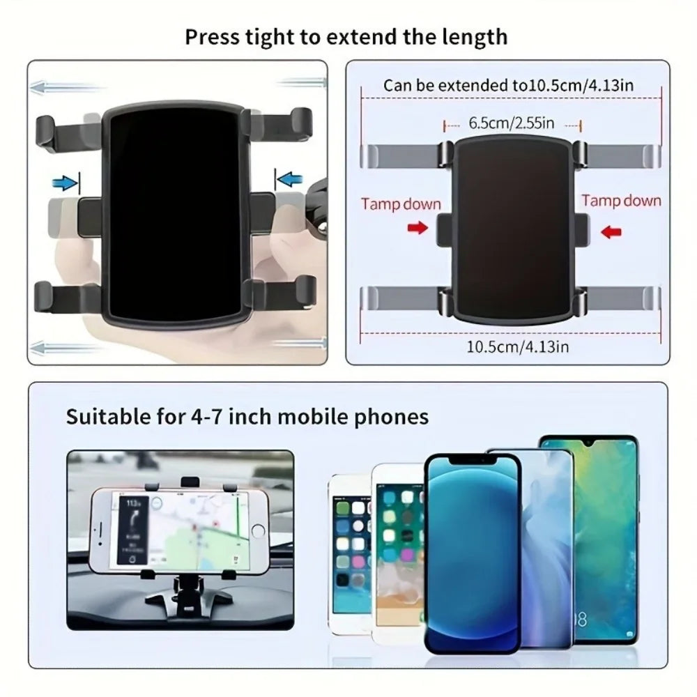 360° Rotation Car Phone Holder Universal Mobile Phone Holder Dashboard Easy Clip Mount Stand Cellphone Stand For GPS Navigation