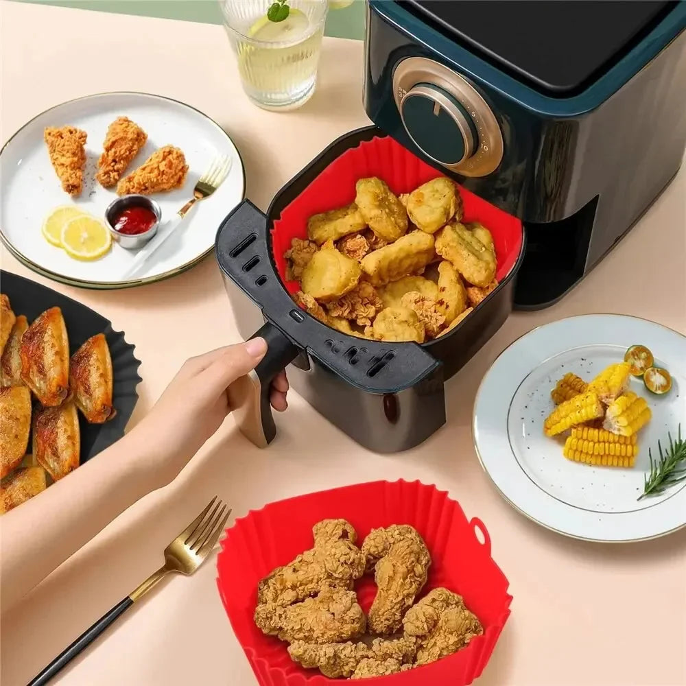 Doublures en Silicone pour friteuse à Air, panier antiadhésif, plateau de cuisson réutilisable, facile à nettoyer, poêle à Pizza, accessoires de cuisine, 1 pièces