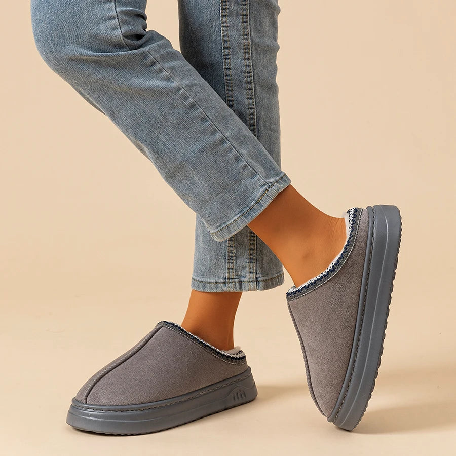 Pantoufles d'hiver confortables et chaudes pour femme, style décontracté, à semelle souple et antidérapante