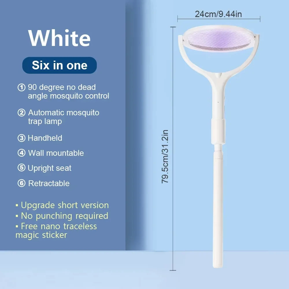 Raquette de charge rapide 5 en 1, tue les insectes volants, lampe isolée de sécurité, alimentée par batterie, tapette électrique anti-moustiques réglable en ABS